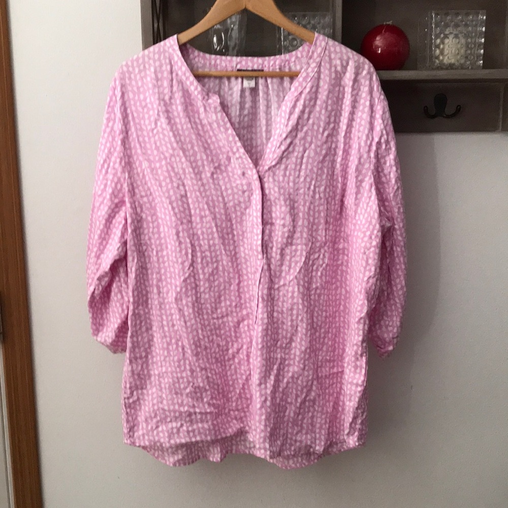 Basic Editions pink/white blouse size 1X